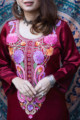 Image for Kusvaa Kcb41 Erina Maroon Mashru Kurta Pant Set Closeup
