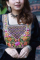 Image for Kusvaa Kcb42 Ella Black Mashru Kurta Pant Set Closeup