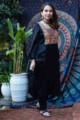 Image for Kusvaa Kcb42 Ella Black Mashru Kurta Pant Set Side
