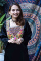 Image for Kusvaa Kcb42 Ella Black Mashru Kurta Pant Set Top 1