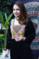 Image for Kusvaa Kcb42 Ella Black Mashru Kurta Pant Set Top