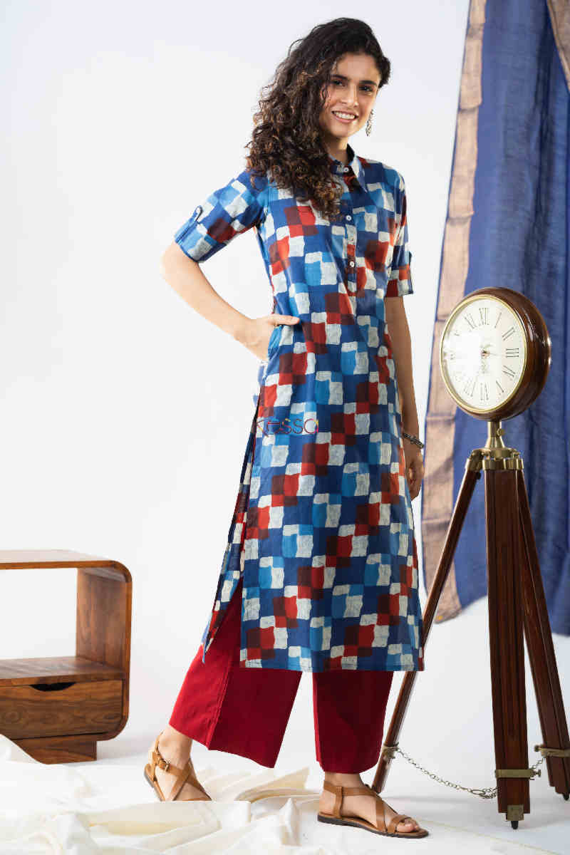 Image for Kusvaa Vcr87 Bisaat Straight Kurta 1 Pocket