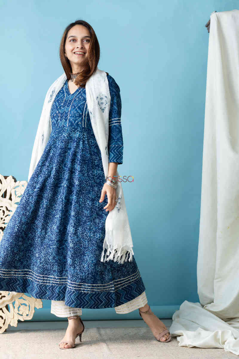 Image for Kusvaa Wsr246 Tamasi Kalidaar Kurta With Dupatta 1 Front