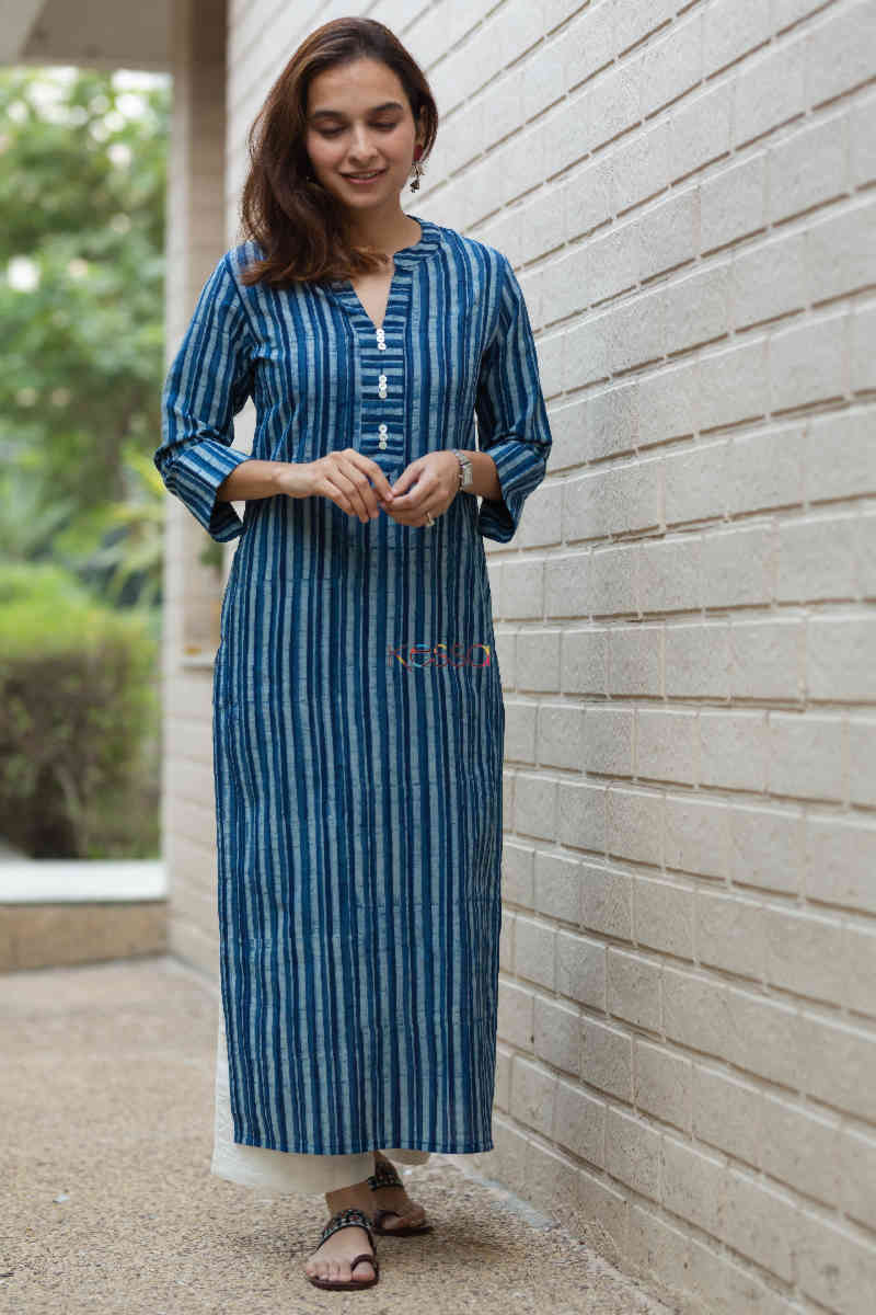 Image for Kusvaa Wsr247 Firuzeh Indigo Kurta Featured