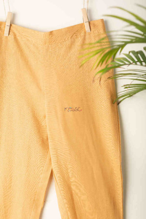 Image for Kusvaa Sap13 Cotton Flex Side Button Straight Pants Beige Closeup