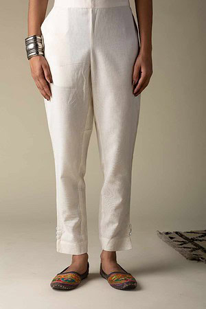 Image for Kusvaa Sap13 Cotton Flex Side Button Straight Pants Offwhite Featured New