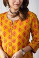 Image for Kusvaa Vcr95 Yellow Streight Fil Cotton Kurta Closeup