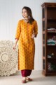Image for Kusvaa Vcr95 Yellow Streight Fil Cotton Kurta Front 2