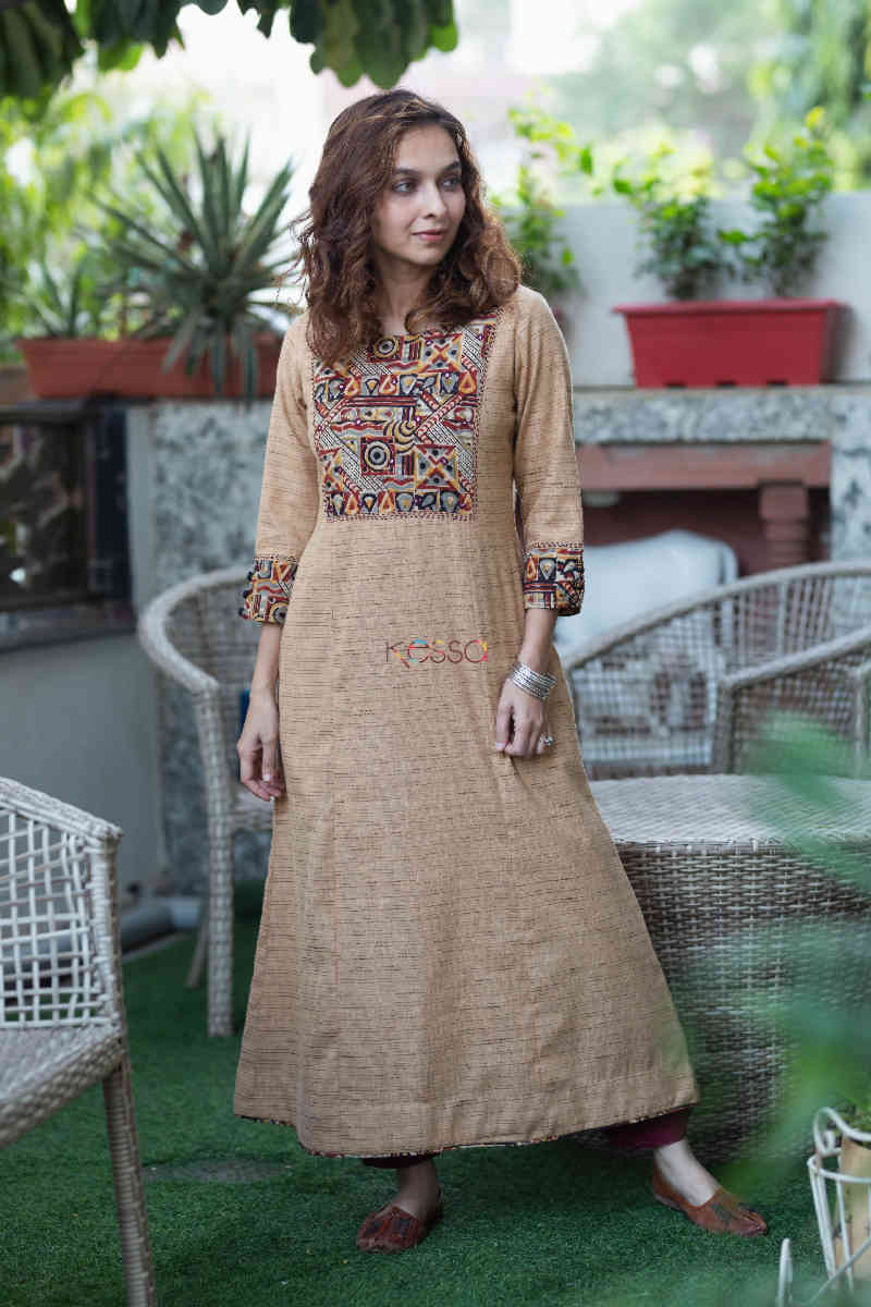 Image for Kusvaa Ws785 Advait Khadi A Line Kurta Front