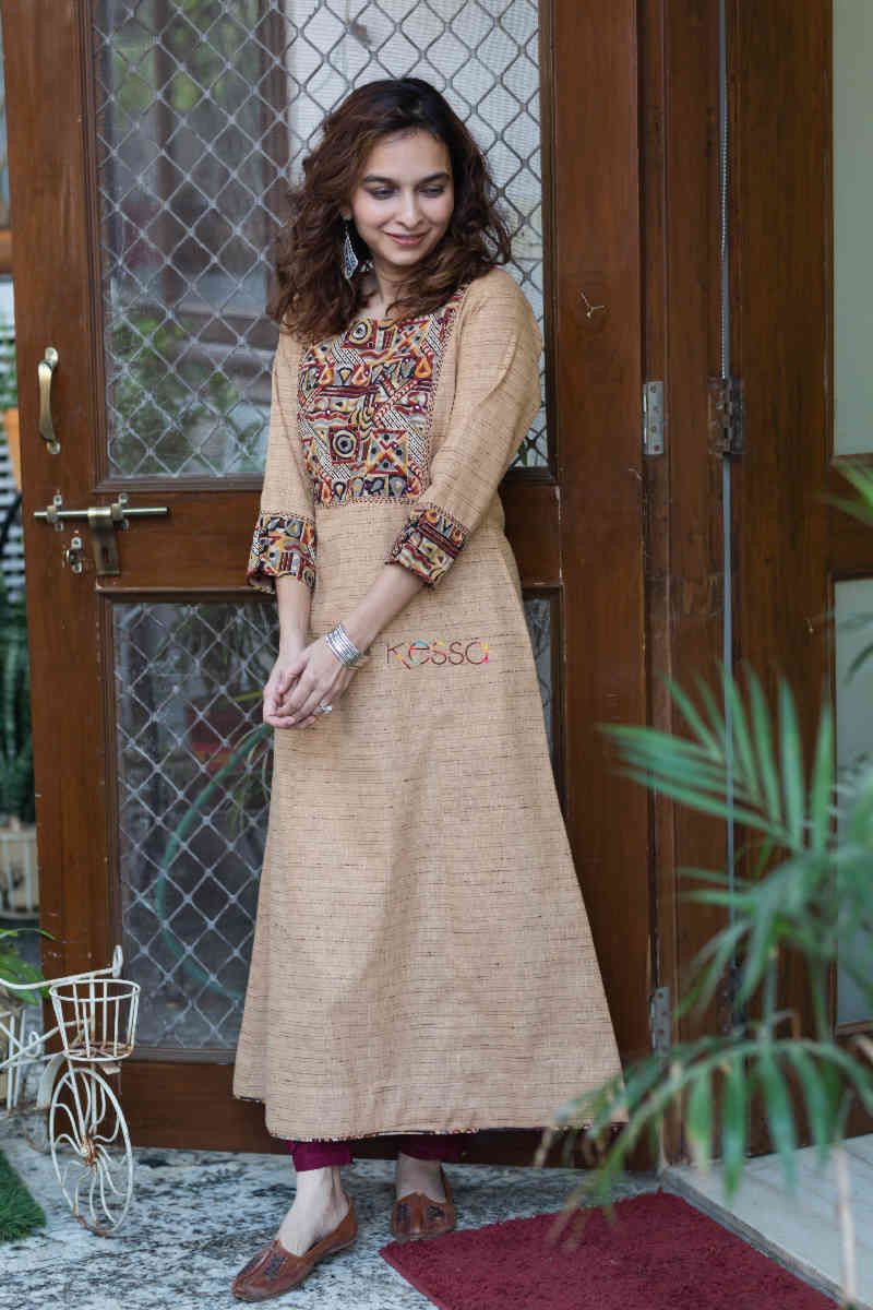 Image for Kusvaa Ws785 Advait Khadi A Line Kurta Side