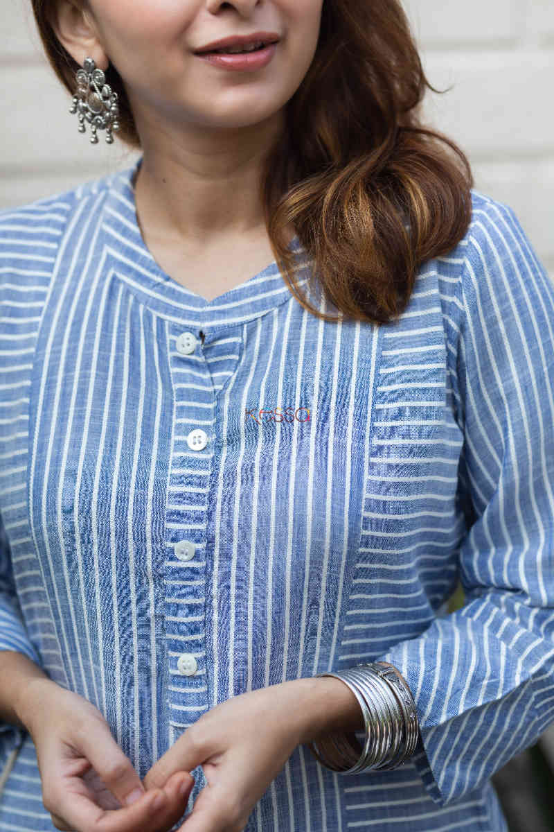 Image for Kusvaa Ws791 Athera South Cotton Handloom Kurta Closeup