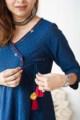 Image for Kusvaa Ws795 Blue Angrakha Kurta With Tassel Closeup