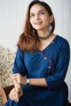 Image for Kusvaa Ws795 Blue Angrakha Kurta With Tassel Sitting