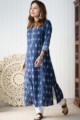 Image for Kusvaa Wsr179 Padmini Indigo Cotton Kurta With Handblock Print New Side
