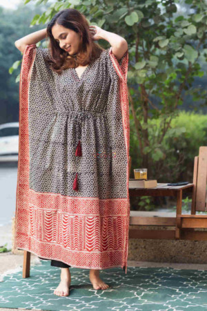 Image for Kusvaa Wsr251 Vyasti Block Printed Kaftan Featured