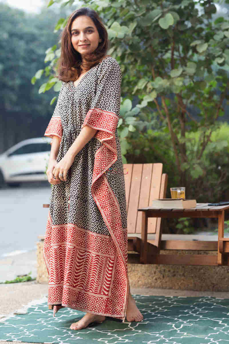 Image for Kusvaa Wsr251 Vyasti Block Printed Kaftan Side