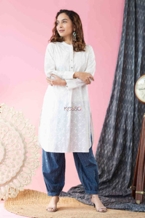 Image for Kusvaa Avdaf85 Ayoni White And Indigo Kurta Salwar Set Featured