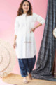 Image for Kusvaa Avdaf85 Ayoni White And Indigo Kurta Salwar Set Front