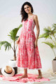 Image for Kusvaa Avdaf90 Enaya Strappy Floral Pink Dress 1 Look