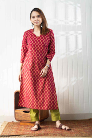 Image for Kusvaa Taf73 Nitya Straight Cotton Kurta Featured