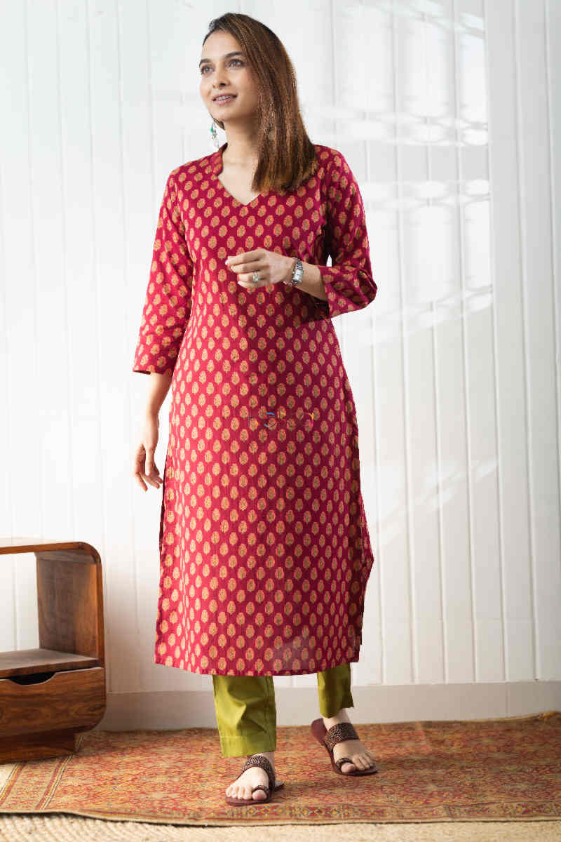 Image for Kusvaa Taf73 Nitya Straight Cotton Kurta Front