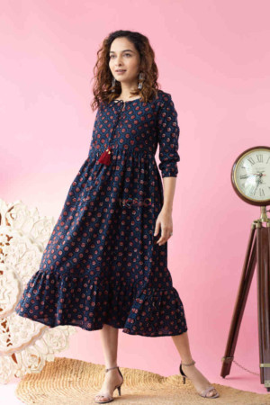 Image for Kusvaa Wsr259 Savstha Block Print Dress Featured