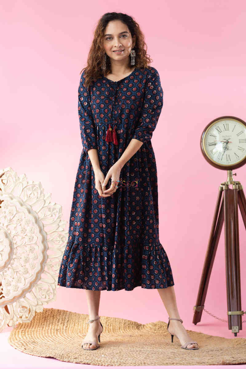 Image for Kusvaa Wsr259 Savstha Block Print Dress Front