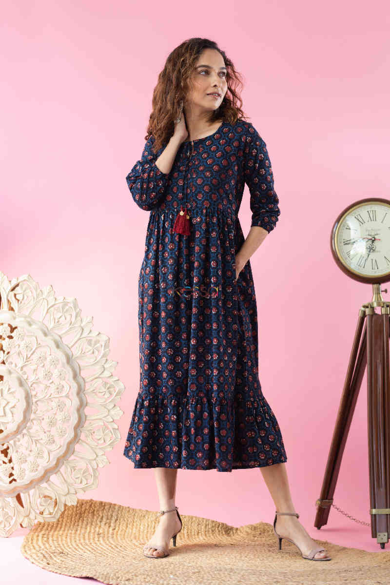 Image for Kusvaa Wsr259 Savstha Block Print Dress Look