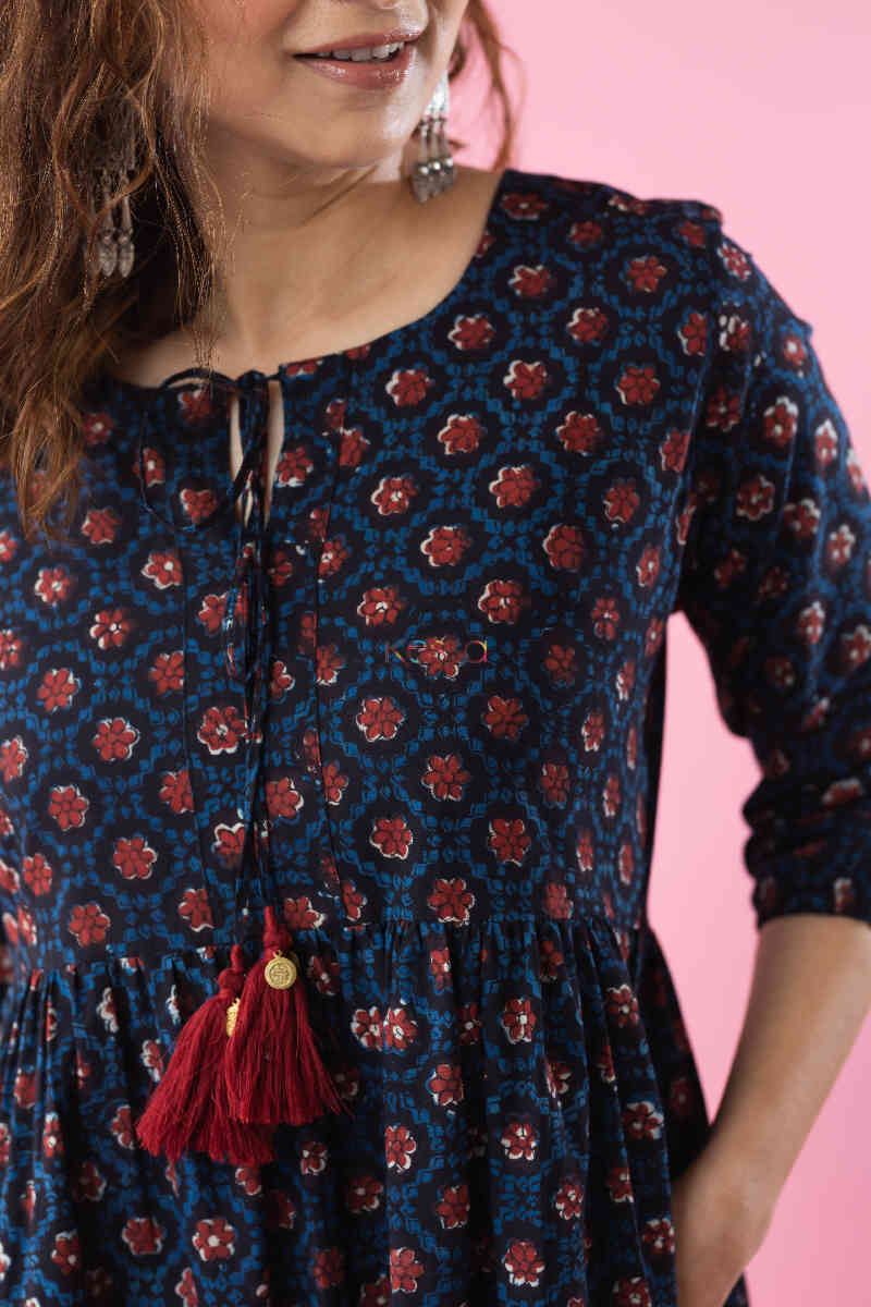 Image for Kusvaa Wsr259 Savstha Block Print Dress Neck