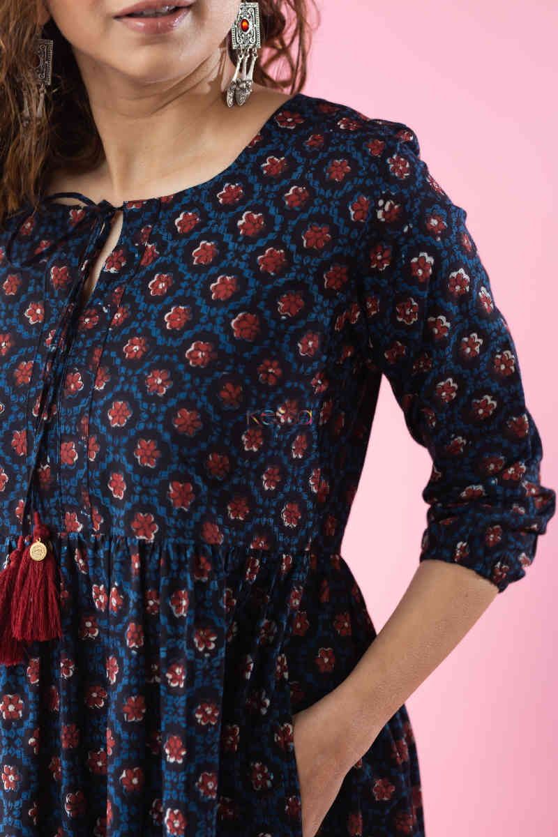 Image for Kusvaa Wsr259 Savstha Block Print Dress Pocket