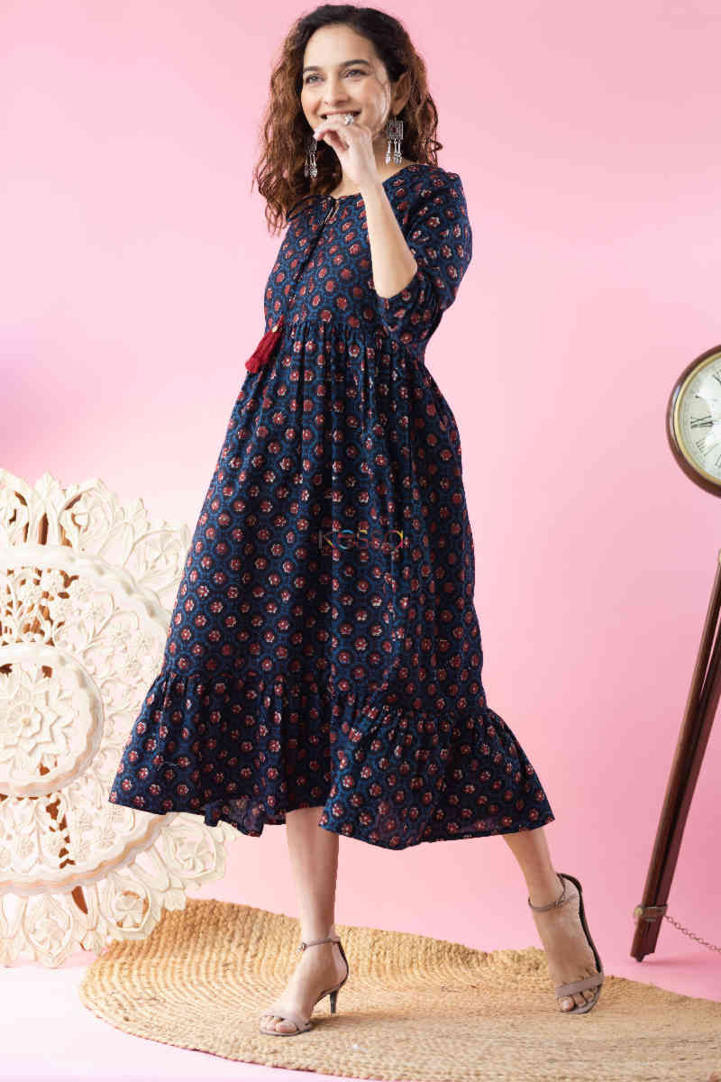 Image for Kusvaa Wsr259 Savstha Block Print Dress Side