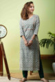 Image for Kusvaa De118 Mrinal Block Print Straight Fit Kurta Front