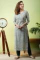 Image for Kusvaa De118 Mrinal Block Print Straight Fit Kurta Look