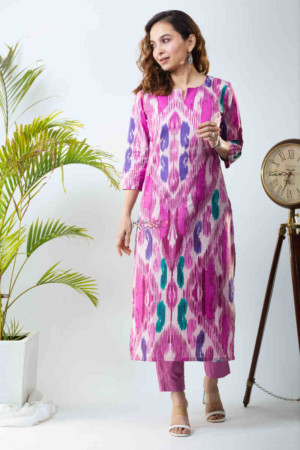 Image for Kusvaa De122 Muktida Ikkat Print Regular Wear Kurta Featured