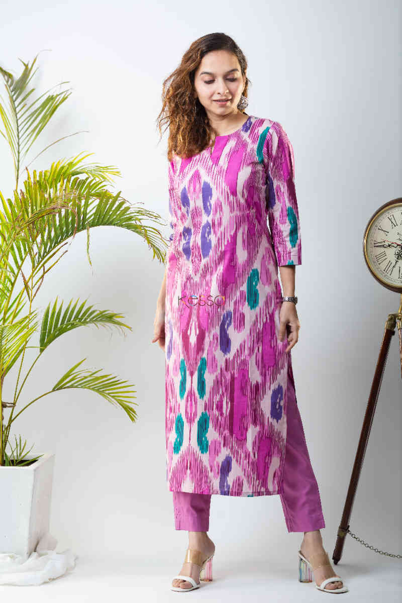 Image for Kusvaa De122 Muktida Ikkat Print Regular Wear Kurta Look