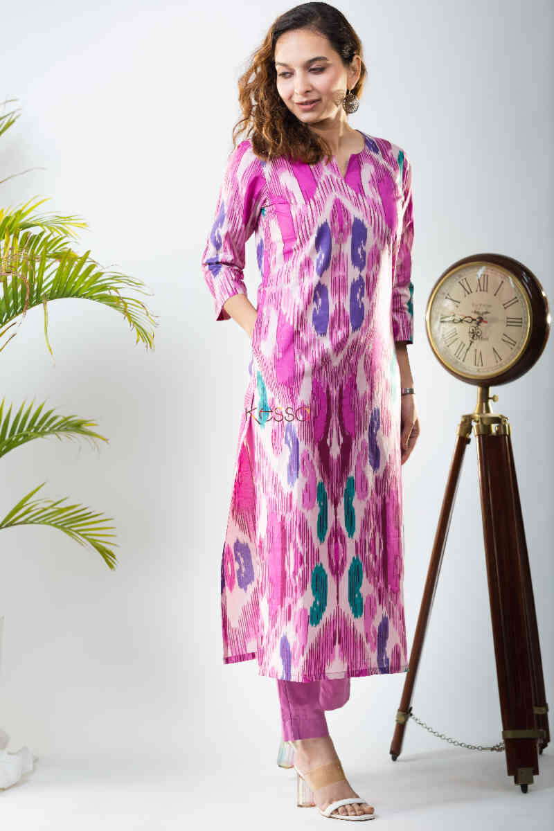 Image for Kusvaa De122 Muktida Ikkat Print Regular Wear Kurta Side