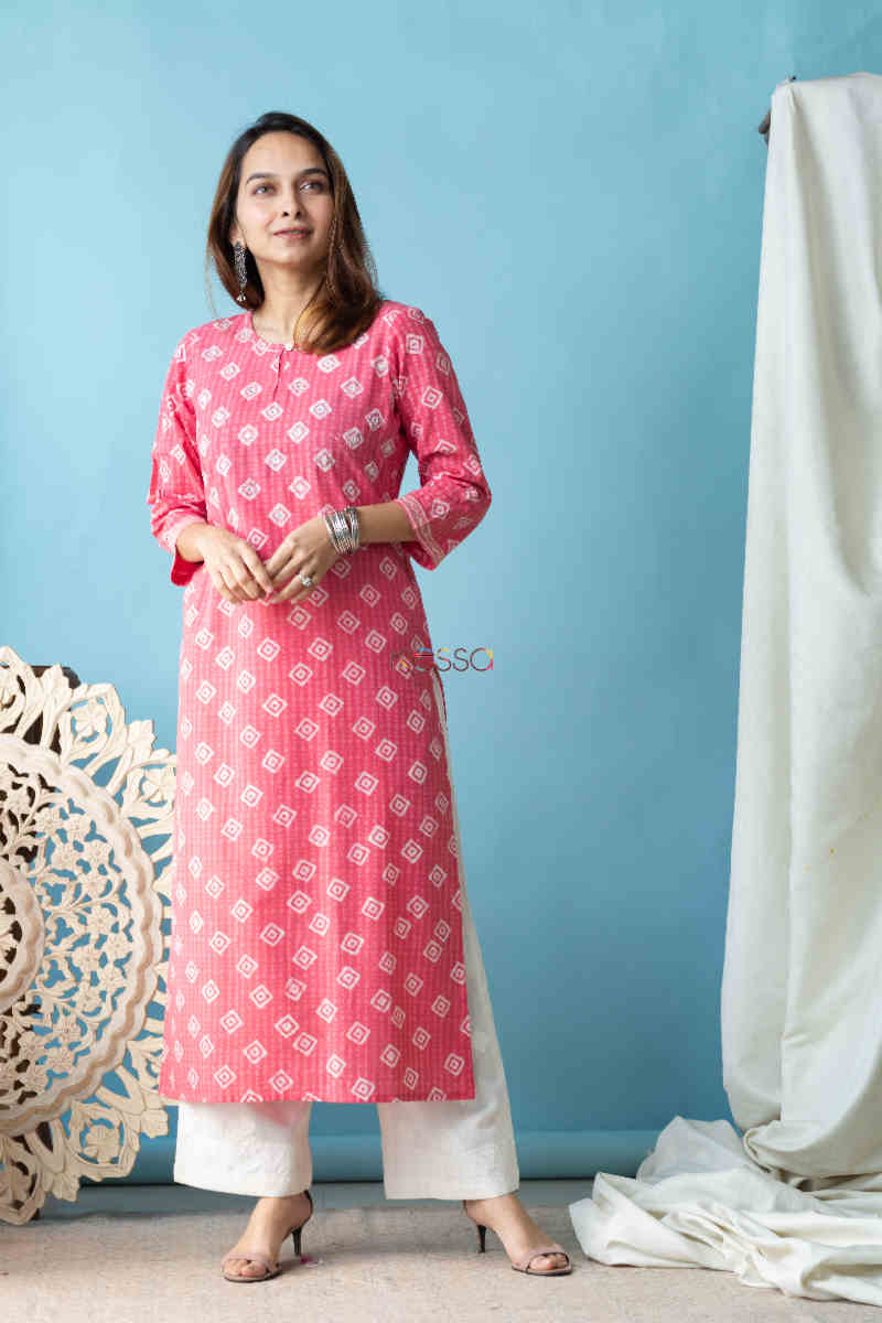 Image for Kusvaa Vcr101 Guhya Batik Print Straight Kurta Front 1