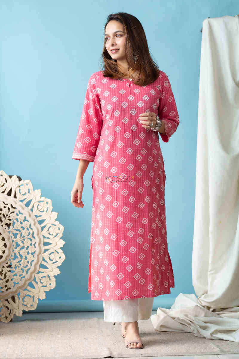 Image for Kusvaa Vcr101 Guhya Batik Print Straight Kurta Front