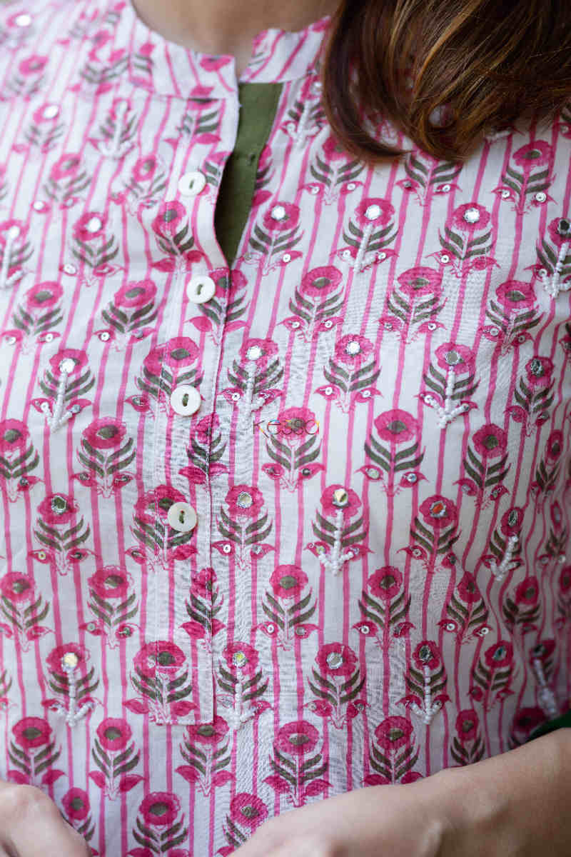 Image for Kusvaa Vcr96 Kirati Handblock Print Straight Kurta Neck
