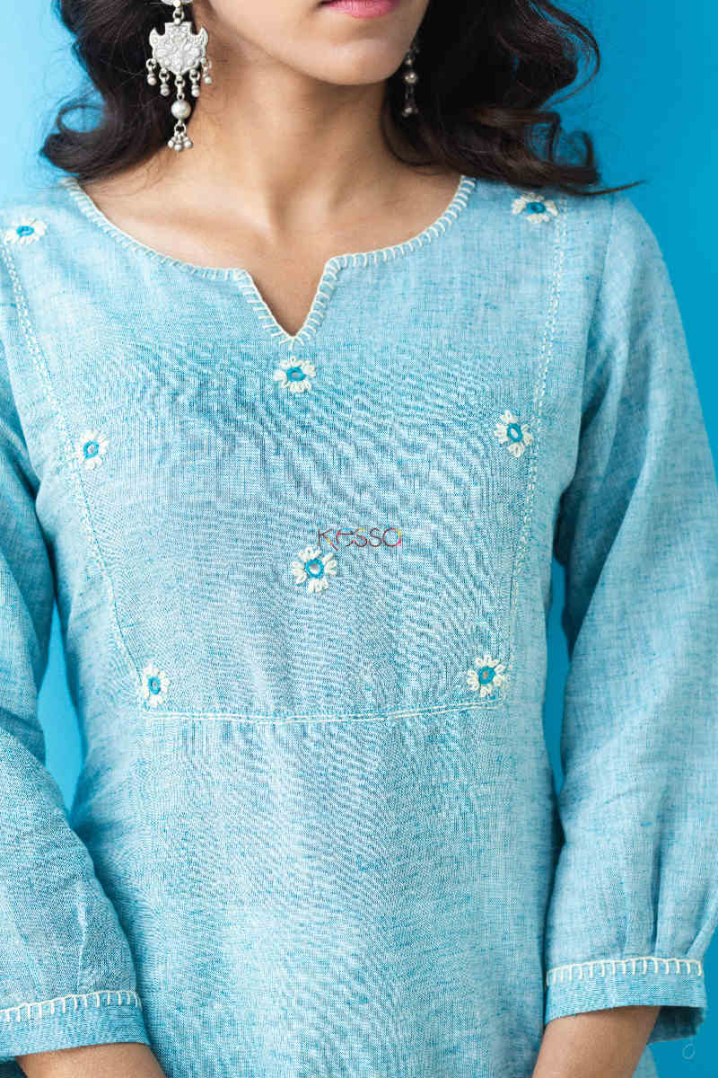 Image for Kusvaa Ws808 Ananth South Cotton Short Kurti Neck