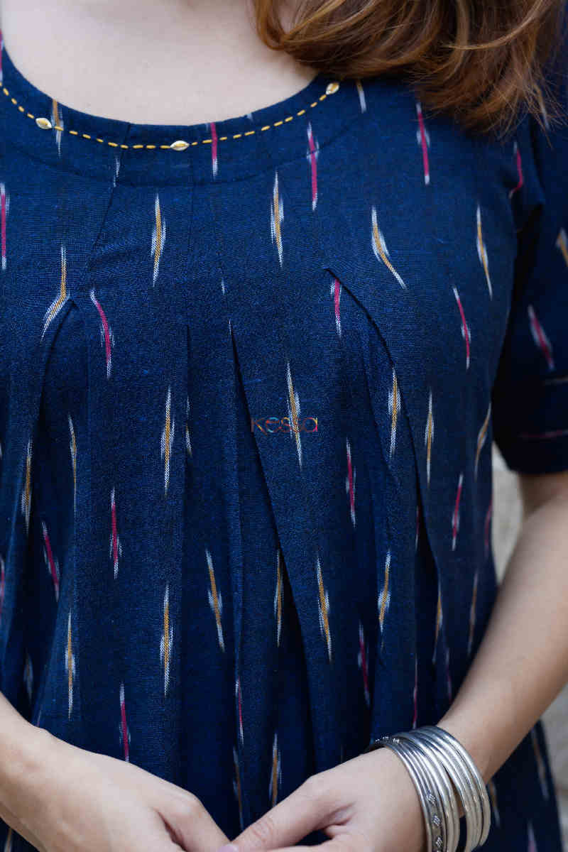 Image for Kusvaa Ws812 Purala Ikat A Line Dress Closeup