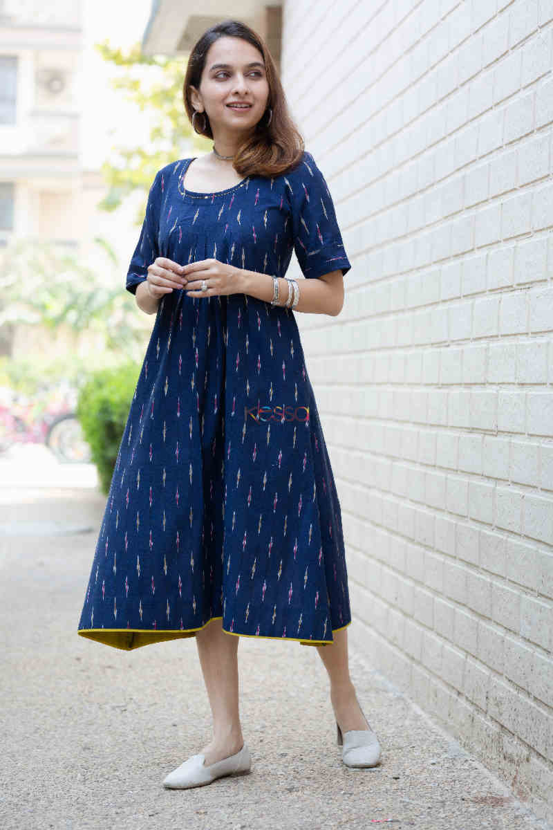 Image for Kusvaa Ws812 Purala Ikat A Line Dress Look 1