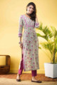 Image for Kusvaa Wsr267 Ekaja Block Print Straight Kurta Side