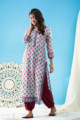 Image for Kusvaa Wsr269 Trariti Handblock Print Straight Kurta Look 1