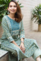 Image for Kusvaa Wsr270 Mrudani Block Print Kurta Pant Set Sitting 1