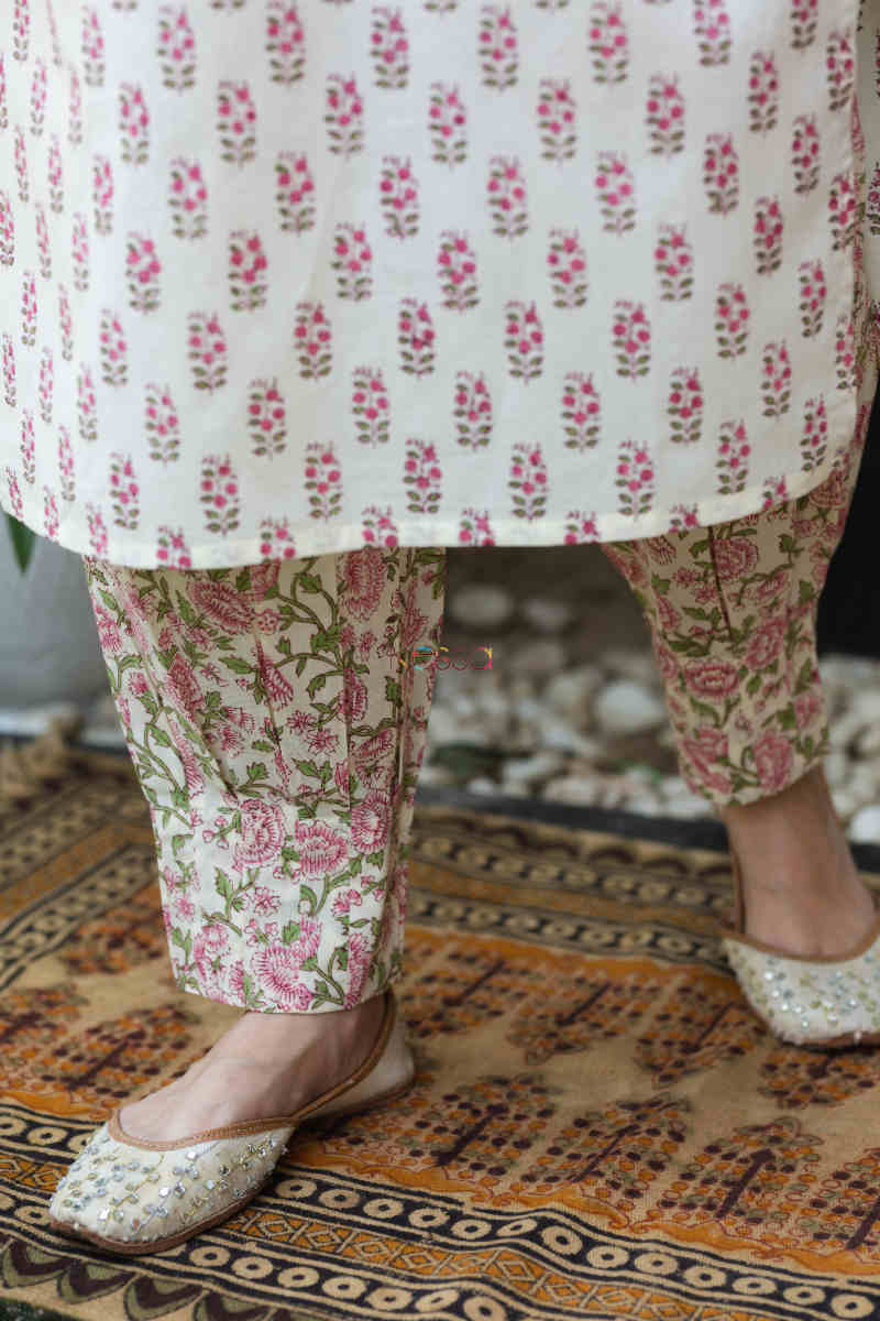 Image for Kusvaa Wsr274 Aarna Block Printed Kurta Pant Set Bottom