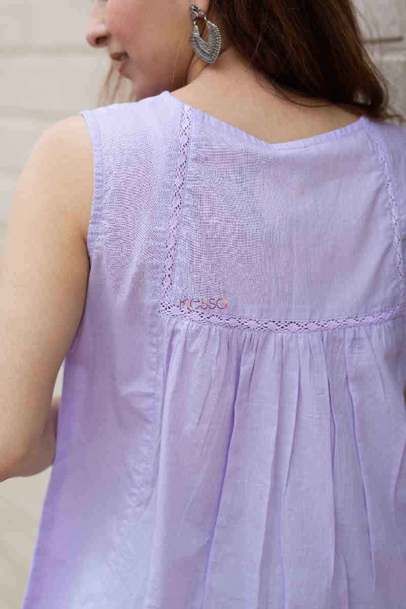 Image for Kusvaa Avdaf97 Cotton Dobby Sleeve Less Short Kurti Back