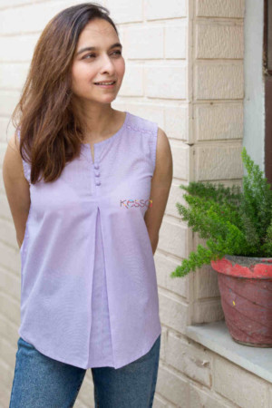 Image for Kusvaa Avdaf97 Cotton Dobby Sleeve Less Short Kurti Featured