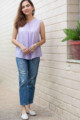 Image for Kusvaa Avdaf97 Cotton Dobby Sleeve Less Short Kurti Front