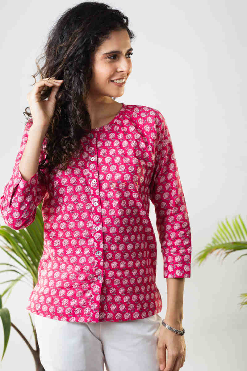 Image for Kusvaa Avdaf98 Mughdha Short Block Print Top Featured